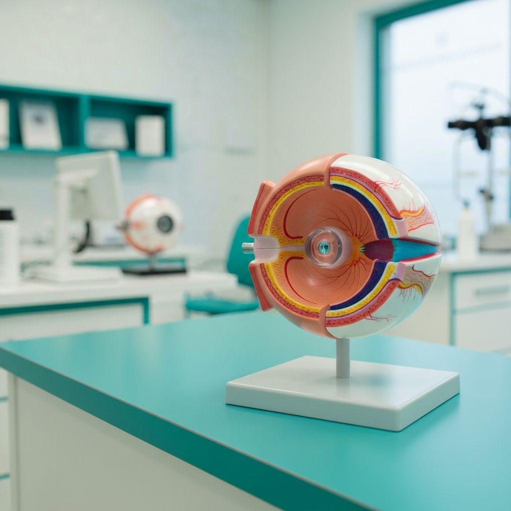 白内障の仕組みを示す眼球の模型