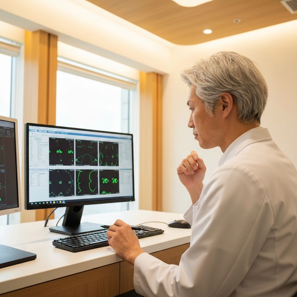 検査結果を分析する眼科医
