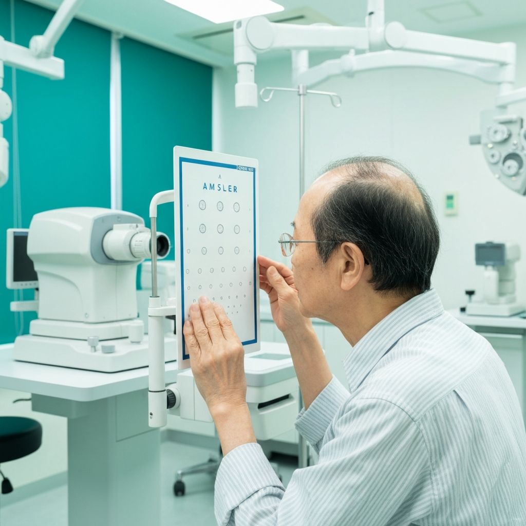 アムスラーチャートで検査する患者