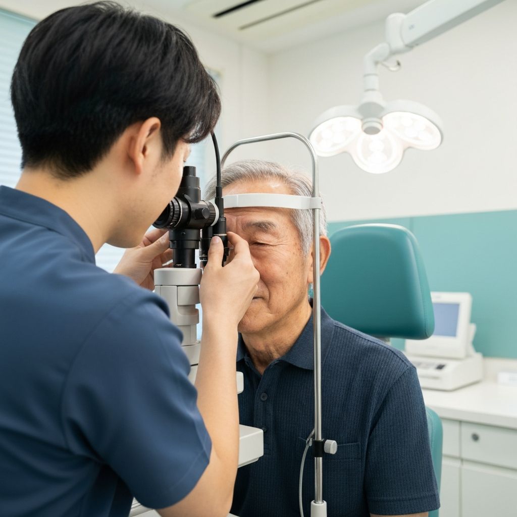 眼圧検査を受ける患者