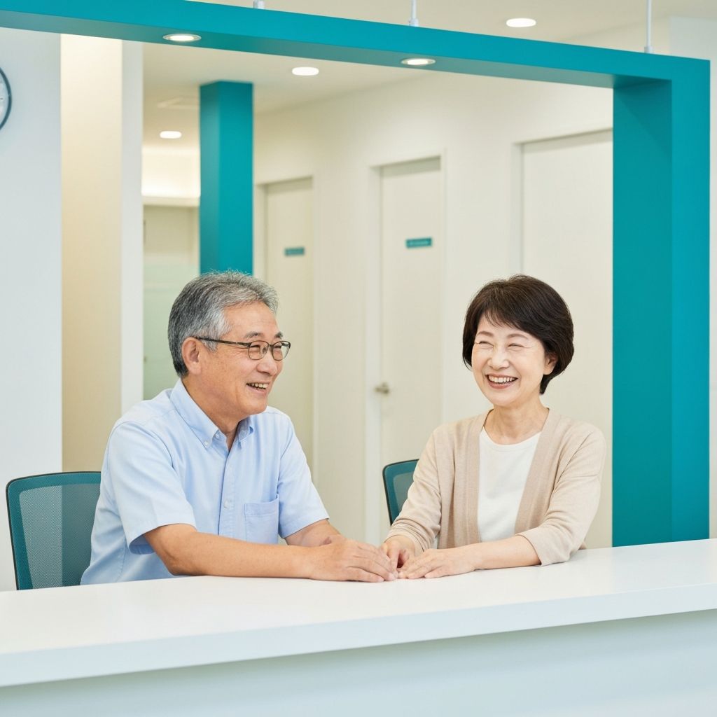 眼科で検診を受けるシニア夫婦