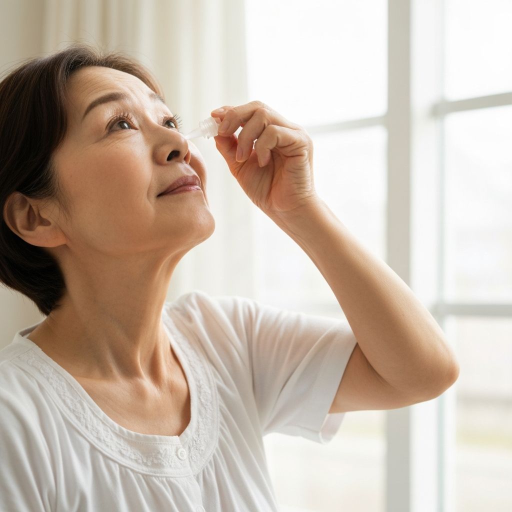 点眼薬をさす女性