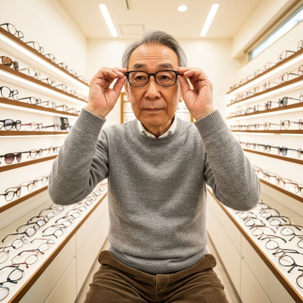 眼鏡を試着する男性